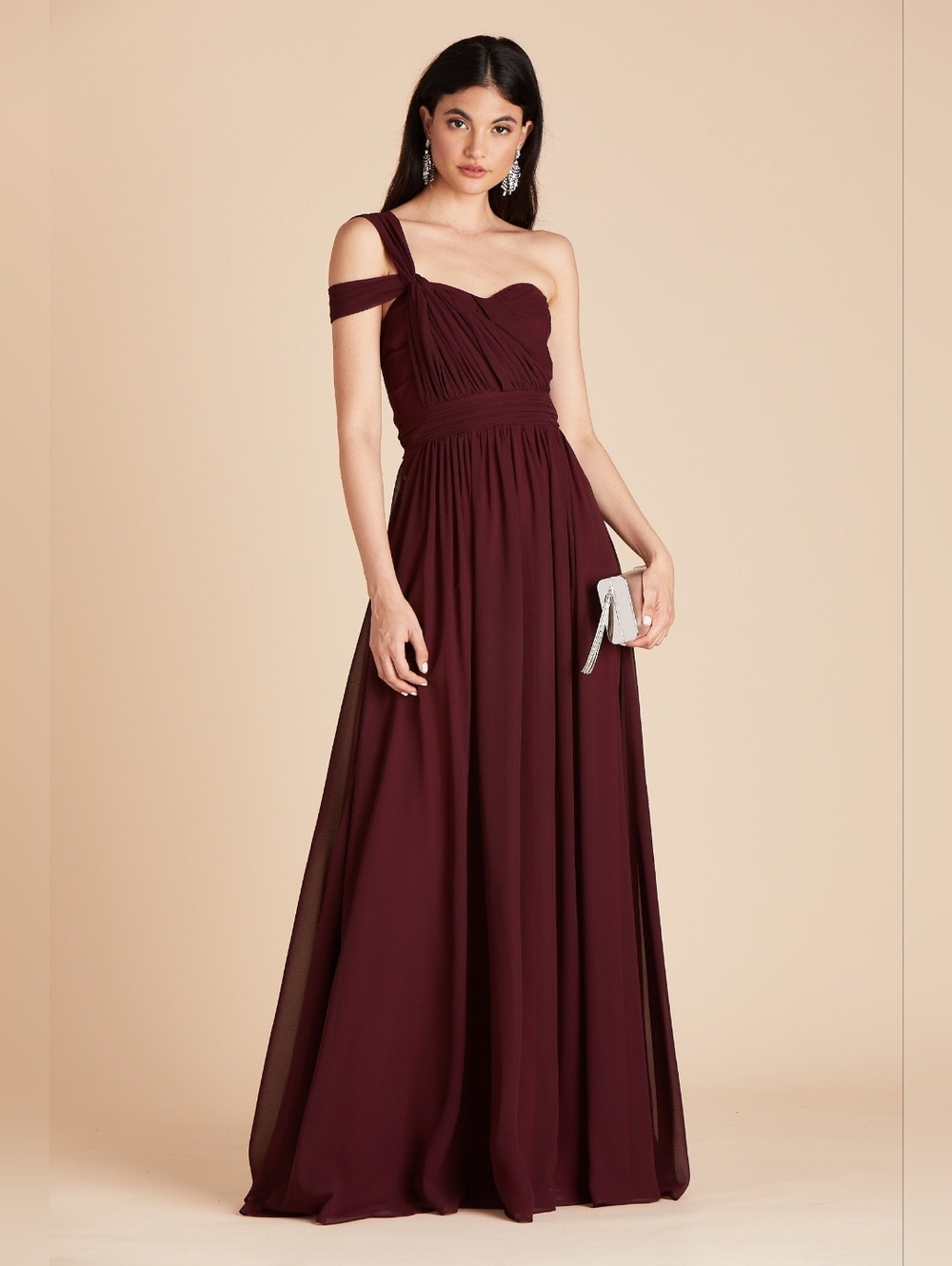 Birdy Grey Grace Convertible Chiffon Bridesmaid Prom Dress In Cabernet Size XS‎